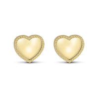 Beaded Heart 9ct Yellow Gold Stud Earrings - Michael Jones Jeweller