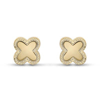 Beaded Clover 9ct Yellow Gold Stud Earrings - Michael Jones Jeweller
