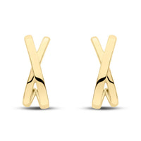 Curved X 9ct Yellow Gold Half Hoop Earrings - Michael Jones Jeweller