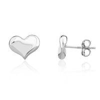 Curved Heart 9ct White Gold Stud Earrings - Michael Jones Jeweller
