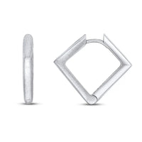 Square Satin 9ct White Gold Huggy Earrings - Michael Jones Jeweller