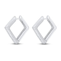 Square Satin 9ct White Gold Huggy Earrings - Michael Jones Jeweller