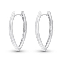 Pointed Oval 9ct White Gold Hoop Earrings - Michael Jones Jeweller