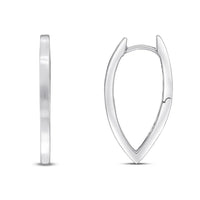 Pointed Oval 9ct White Gold Hoop Earrings - Michael Jones Jeweller