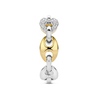 Ti Sento Yellow Gold Plated Cubic Zirconia Coffee Bean Link Ring - Michael Jones Jeweller