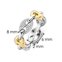 Ti Sento Yellow Gold Plated Cubic Zirconia Coffee Bean Link Ring - Michael Jones Jeweller