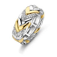 Ti Sento Cubic Zirconia Yellow Gold Plated Braided Ring - Michael Jones Jeweller