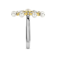 Ti Sento Yellow Gold Plated Cubic Zirconia Pearl White Star Ring - Michael Jones Jeweller