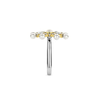 Ti Sento Yellow Gold Plated Synthetic Pearl and Cubic Zirconia Star Ring - Michael Jones Jeweller