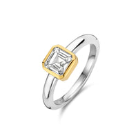 Ti Sento Yellow Gold Plated Cubic Zirconia Square Solitaire Ring 12328ZY (52) - Michael Jones Jeweller