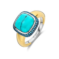 Ti Sento Turquoise and Blue Cushion Shaped Ring 12330TQ (54) - Michael Jones Jeweller