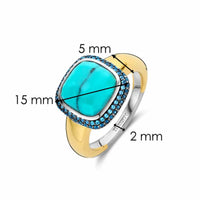 Ti Sento Turquoise and Blue Cushion Shaped Ring 12330TQ (54) - Michael Jones Jeweller