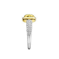 Ti Sento Yellow Gold Plated Yellow Crystal and Cubic Zirconia Cushion Solitaire Ring 12331DY (52) - Michael Jones Jeweller
