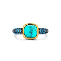 Ti Sento Yellow Gold Plated Turquoise Blue Crystal and Cubic Zirconia Ring 12331TQ (54) - Michael Jones Jeweller