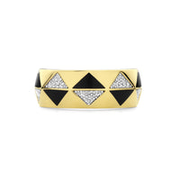 Ti Sento Yellow Gold Plated Onyx Black and Cubic Zirconia Geometric Ring - Michael Jones Jeweller