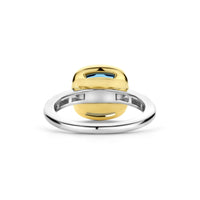 Ti Sento Yellow Gold Plated Dark Blue Crystal Cushion Solitaire Ring 12351DB (56) - Michael Jones Jeweller