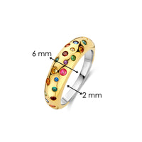 Ti Sento Yellow Gold Plated Multicoloured Cubic Zirconia Scatter Ring 12363MC (56) - Michael Jones Jeweller