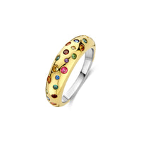 Ti Sento Yellow Gold Plated Multicoloured Cubic Zirconia Scatter Ring 12363MC (56) - Michael Jones Jeweller