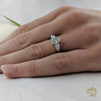 Florentine Oval Three Stone 0.70ct F SI1 Diamond Platinum Ring - Michael Jones Jeweller