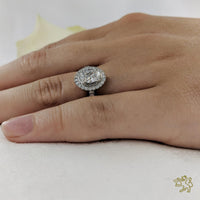 Skye Oval Halo 0.70ct G SI2 Diamond Platinum Ring - Michael Jones Jeweller