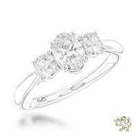 Royal Oval Three Stone 0.41ct E SI1 Diamond Platinum Ring - Michael Jones Jeweller