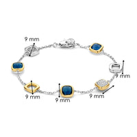 Ti Sento Yellow Gold Plated Dark Blue Crystal and Cubic Zirconia Square Bracelet 23080DB - Michael Jones Jeweller