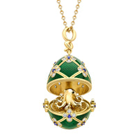 Fabergé x 007 Special Edition Yellow Gold & Green Guilloché Enamel Octopussy Egg Surprise Locket - Michael Jones Jeweller