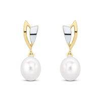 Pearl Shield 9ct Yellow Gold Drop Earrings - Michael Jones Jeweller