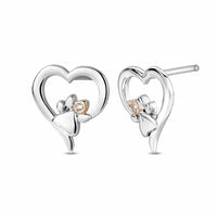 Clogau Paw Prints Sterling Silver Heart Stud Earrings with Topaz 3SPMH854 - Michael Jones Jeweller