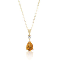 Pear Cut Citrine 9ct Yellow Gold Pendant - Michael Jones Jeweller