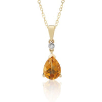 Pear Cut Citrine 9ct Yellow Gold Pendant - Michael Jones Jeweller