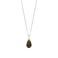 Ti Sento Yellow Gold Plated Khaki Green Crystal Drop Pendant 6848KA