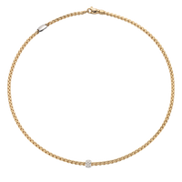 Fope Eka 18ct Yellow Gold 0.19ct Diamond Set Necklace 43cm - Michael Jones Jeweller