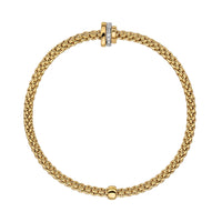 FOPE Flex'it Prima 18ct Yellow Gold 0.10ct Diamond Set Bracelet Small - Michael Jones Jeweller