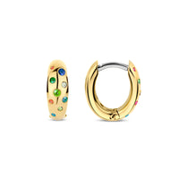 Ti Sento Yellow Gold Plated Multicoloured Cubic Zirconia Scatter Stardust Hoop Earrings 78006MC