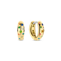 Ti Sento Yellow Gold Plated Multicoloured Cubic Zirconia Scatter Stardust Hoop Earrings 78006MC