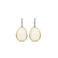 Ti Sento Yellow Gold Plated White Crystal Pebble Drop Earrings 78026MW - Michael Jones Jeweller