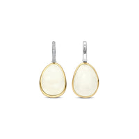 Ti Sento Yellow Gold Plated White Crystal Pebble Drop Earrings 78026MW - Michael Jones Jeweller
