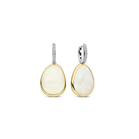 Ti Sento Yellow Gold Plated White Crystal Pebble Drop Earrings 78026MW - Michael Jones Jeweller