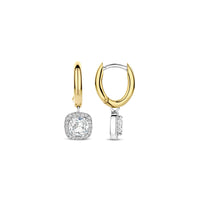 Ti Sento Yellow Gold Plated Cubic Zirconia Drop Hoop Earrings 78030ZY - Michael Jones Jeweller