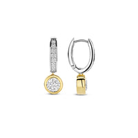 Ti Sento Yellow Gold Plated Cubic Zirconia Drop Hoop Earrings 78032ZY