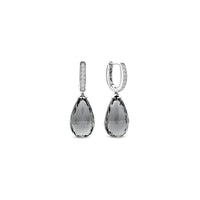 Ti Sento Grey Crystal and Cubic Zirconia Teardrop Hoop Earrings 78038GG