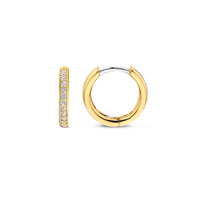 Ti Sento Yellow Gold Plated Cubic Zirconia 14mm Hoop Earrings 7812ZY - Michael Jones Jeweller
