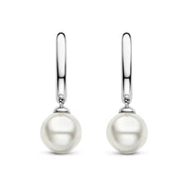 Ti Sento Silver Synthetic Pearl Drop Hoop Earrings - Michael Jones Jeweller