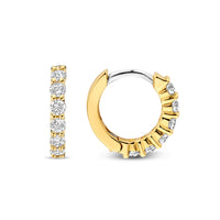Ti Sento Yellow Gold Plated Cubic Zirconia Small 12mm Huggy Hoop Earrings - Michael Jones Jeweller