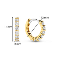 Ti Sento Yellow Gold Plated Cubic Zirconia Small 12mm Huggy Hoop Earrings - Michael Jones Jeweller
