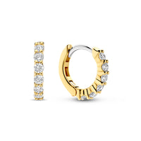 Ti Sento Yellow Gold Plated Cubic Zirconia Small 12mm Huggy Hoop Earrings - Michael Jones Jeweller