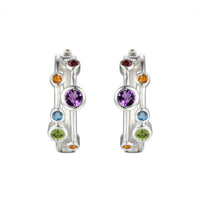Amore Multicoloured Bubble Half Hoop Silver Earrings - Michael Jones Jeweller