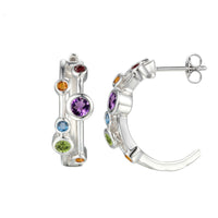 Amore Multicoloured Bubble Half Hoop Silver Earrings - Michael Jones Jeweller