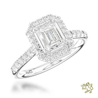 Skye Emerald Halo 0.82ct D SI1 Diamond Platinum Ring - Michael Jones Jeweller